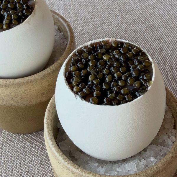 Caviar servido en su cáscara